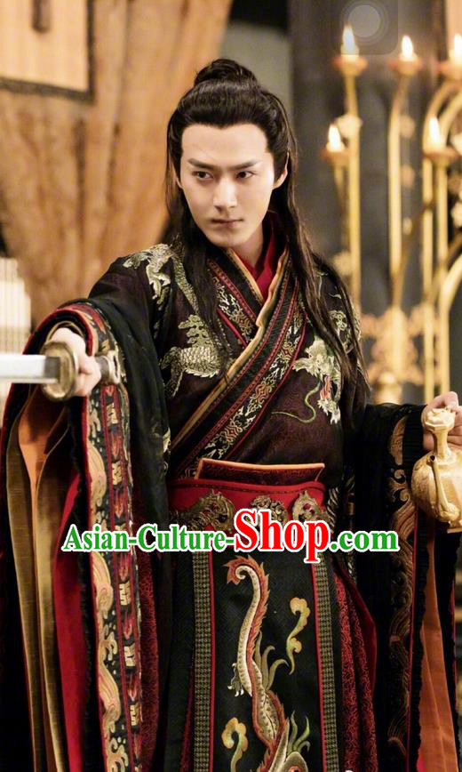 Traditional Ancient Chinese Nobility Childe Costume, Elegant Hanfu Male Lordling Dress, Tang Dynasty Swordsman Clothing, China Imperial Crown Prince Embroidered Dragon Clothing for Men
