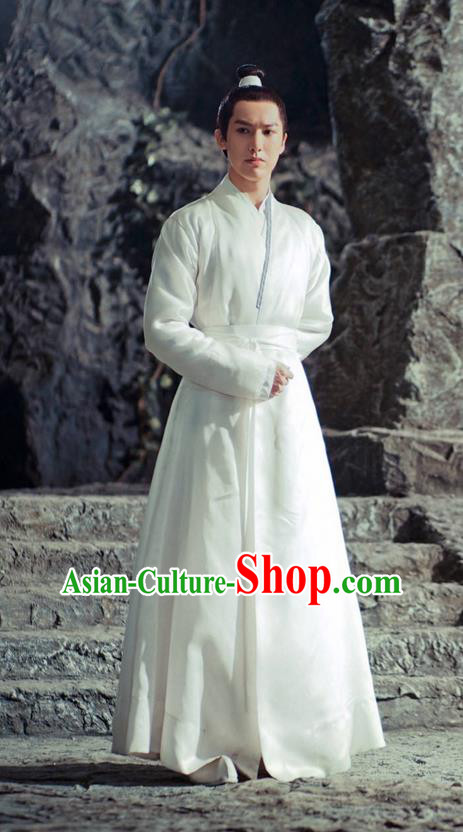 Traditional Ancient Chinese Elegant Swordsman Costume, Chinese Han Dynasty Jiang hu Taoist Priest Dress, Cosplay Chinese Teleplay Ten great III of peach blossom Role Young Justice Hanfu Clothing for Men