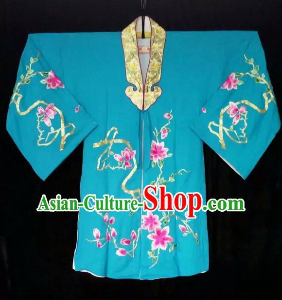 Traditional Chinese Peking Opera Costumes, China Beijing Opera High-grade Embroidered Flower Wearing Ming Dynasty Green Robe for Women