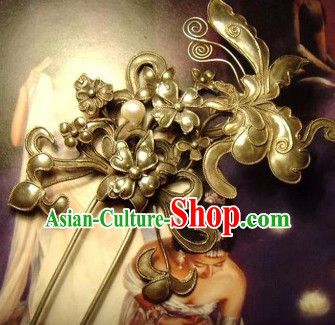Traditional Chinese Ancient Classical Handmade Hair Accessories Hanfu Headwear Love of Butterfly Hairpin for Women