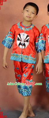 Traditional Chinese Beijing Opera Children Clothing, China Peking Opera Facial Makeup Costumes for Kids
