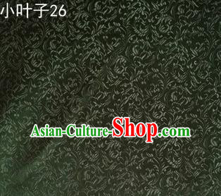 Asian Chinese Traditional Embroidery Leaves Atrovirens Satin Silk Fabric, Top Grade Arhat Bed Brocade Tang Suit Hanfu Dress Fabric Cheongsam Cloth Material