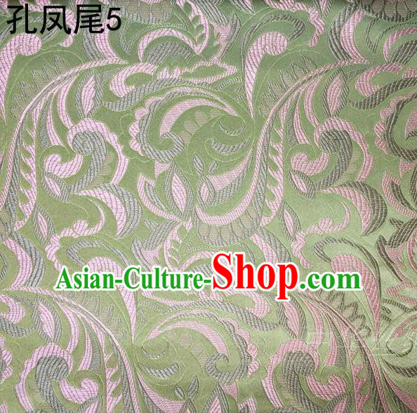 Traditional Asian Chinese Handmade Embroidery Ombre Flowers Satin Tang Suit Light Green Silk Fabric, Top Grade Nanjing Brocade Ancient Costume Hanfu Clothing Fabric Cheongsam Cloth Material