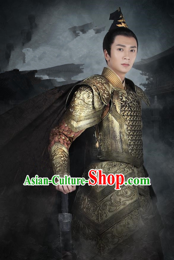 Asian Chinese Traditional Ancient General Warrior Corselet Costume, Lost Love In Times China Northern and Southern Dynasties Soldiers Armour Clothing