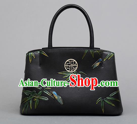 Traditional Handmade Asian Chinese Element Clutch Bags Shoulder Bag Knurling Bamboo Leaves National Handbag for Women