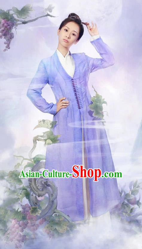 Traditional Ancient Chinese Swordswomen Clothing, Chinese Ancient Scholar Costume and Headpiece Complete Set