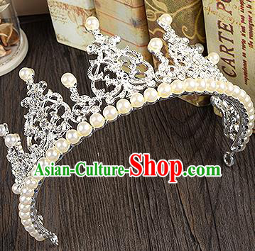 Top Grade Handmade Chinese Classical Hair Accessories Baroque Style Extravagant Crystal Pearls Queen Royal Crown, Hair Sticks Hair Jewellery Hair Clasp for Women