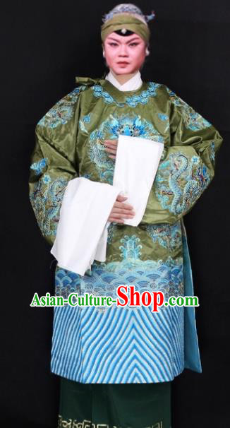 Traditional China Beijing Opera Old Women Costume Empress Dowager Embroidered Green Cape, Ancient Chinese Peking Opera Pantaloon Embroidery Dress Clothing