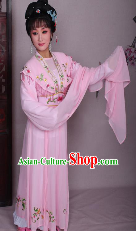 Top Grade Professional Beijing Opera Hua Tan Costume Pink Embroidered Dress, Traditional Ancient Chinese Peking Opera Diva Embroidery Clothing