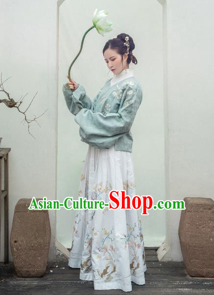 Traditional Ancient Chinese Ming Dynasty Palace Lady Costume Embroidered Bust Skirt, Elegant Hanfu Clothing Chinese Imperial Princess Skirts for Women