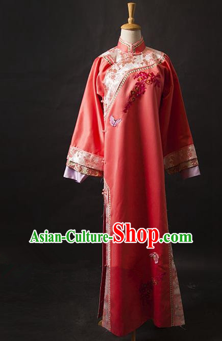 Traditional Ancient Chinese Manchu Palace Lady Costume, Asian Chinese Qing Dynasty Princess Embroidered Dress Clothing for Women