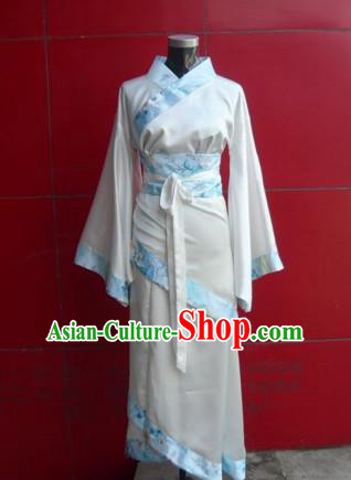 Asian China Ancient Han Dynasty Young Lady Costume, Traditional Chinese Hanfu Embroidered Dress Clothing for Women