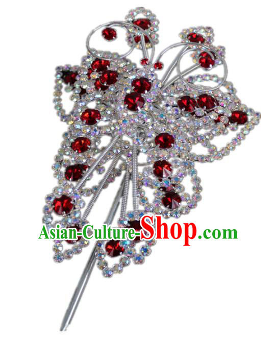 Traditional China Beijing Opera Actress Hair Accessories Butterfly Hairpins, Chinese Peking Opera Diva Crystal Step Shake Headwear