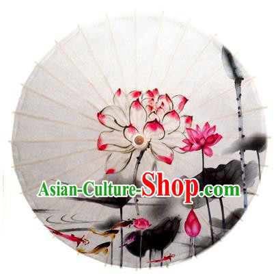 Asian China Dance Umbrella Stage Performance Umbrella Hand Painting Lotus Oil-paper Umbrellas