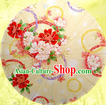 China Traditional Dance Handmade Umbrella Painting Peony Flowers Oil-paper Umbrella Stage Performance Props Umbrellas