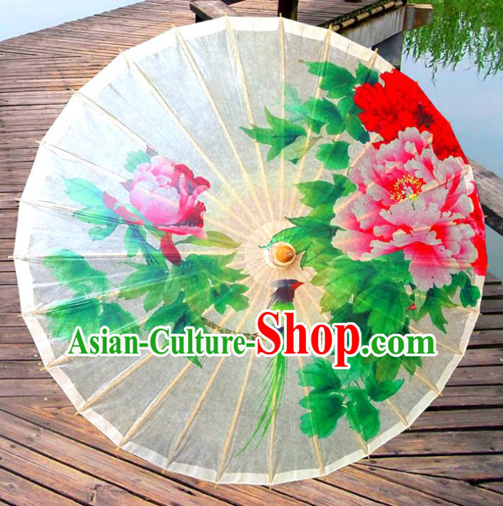 China Traditional Folk Dance Paper Umbrella Hand Painting Peony Oil-paper Umbrella Stage Performance Props Umbrellas