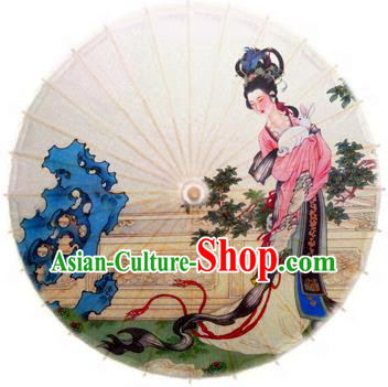 Handmade China Traditional Folk Dance Umbrella Stage Performance Props Umbrellas Printing Moon Fairy Oil-paper Umbrella