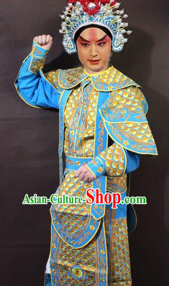 Traditional China Beijing Opera Takefu Embroidered Yellow Costume, Chinese Peking Opera Warrior Clothing