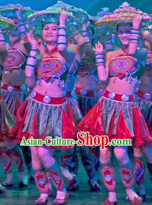 Chinese Traditional Tu Jia Nationality Costume Folk Dance Ethnic Clothing for Women