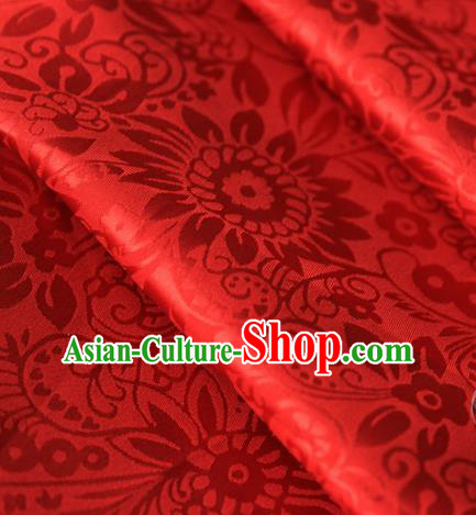 Asian Chinese Traditional Pattern Fabric Red Brocade Silk Fabric Material