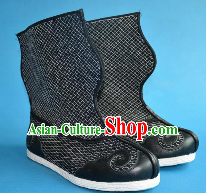 Chinese Traditional Beijing Opera Takefu Cloth Shoes Ancient Qing Dynasty Warrior Boots for Men