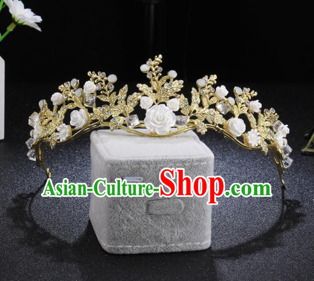 Top Grade Retro Princess Flowers Royal Crown Baroque Wedding Bride Hair Accessories for Women