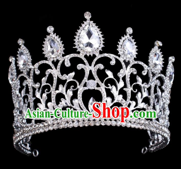 Handmade Wedding Hair Jewelry Accessories Baroque Queen Crystal Royal Crown for Women