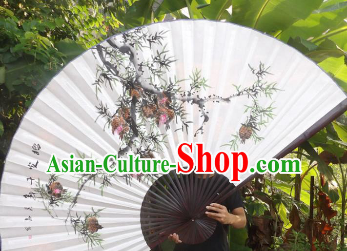 Chinese Traditional Fans Decoration Crafts Ink Painting Pomegranate Folding Fans Paper Fans