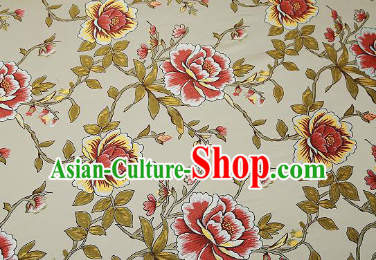 Traditional Chinese Light Blue Satin Brocade Drapery Classical Embroidery Peony Pattern Design Cushion Silk Fabric Material