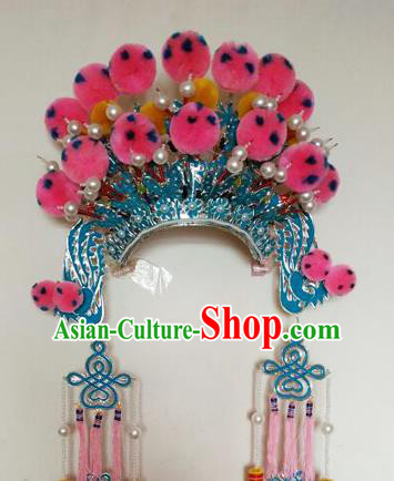 Chinese Traditional Peking Opera Blues Hat Ancient Female General Headwear for Adults