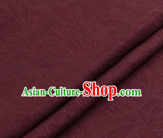 Chinese Traditional Red Gambiered Guangdong Gauze Satin Plain Classical Peony Pattern Cheongsam Silk Drapery