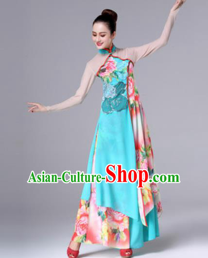 Traditional Chinese Classical Dance Dress Stage Performance Fan Dance Costume for Women
