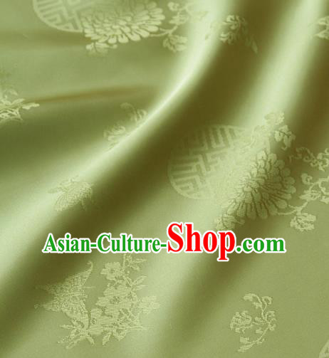Asian Traditional Palace Drapery Korean Hanbok Royal Butterfly Pattern Green Brocade Satin Fabric
