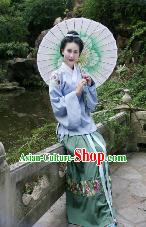 Traditional Chinese Ming Dynasty Nobility Lady Historical Costumes Ancient Countess Embroidered Hanfu Dress for Women