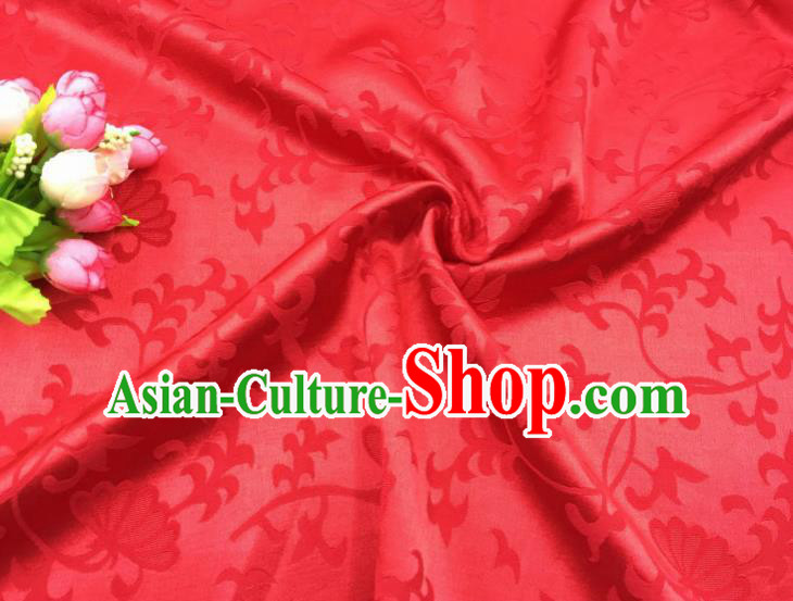 Chinese Traditional Apparel Fabric Qipao Red Brocade Classical Pattern Design Silk Material Satin Drapery