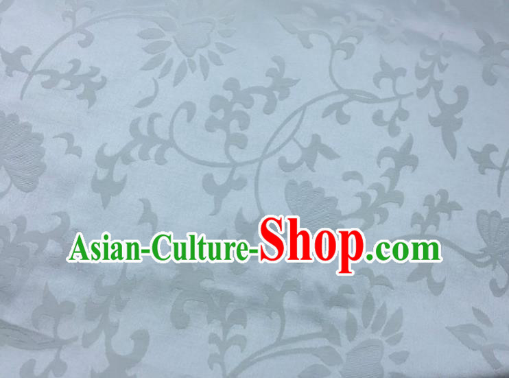 Chinese Traditional Apparel Fabric Qipao White Brocade Classical Pattern Design Silk Material Satin Drapery