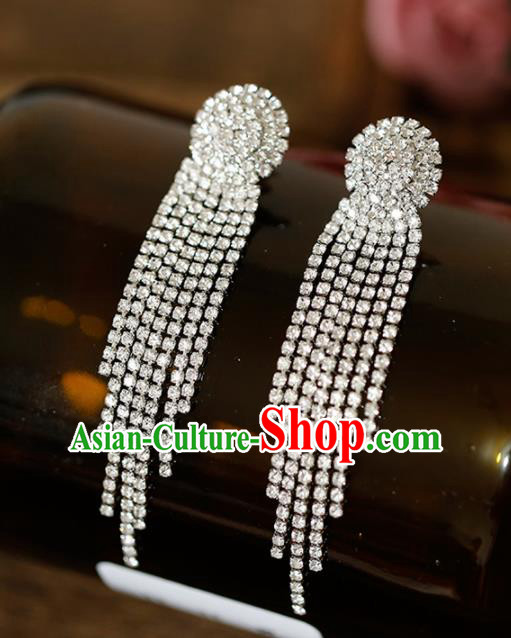Top Grade Handmade Crystal Tassel Earrings Bride Jewelry Accessories for Women
