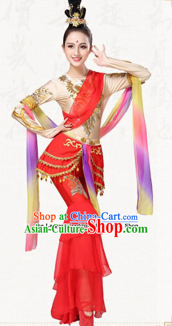 Chinese Traditional Classical Dance Group Dance Red Dress Folk Dance Umbrella Dance Costumes for Women
