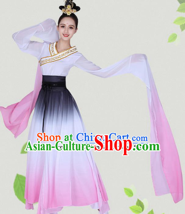 Chinese Traditional Classical Dance Hanfu Dress Ancient Water Sleeve Group Dance Costumes for Women
