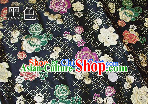 Traditional Chinese Royal Roses Pattern Black Brocade Tang Suit Fabric Silk Fabric Asian Material