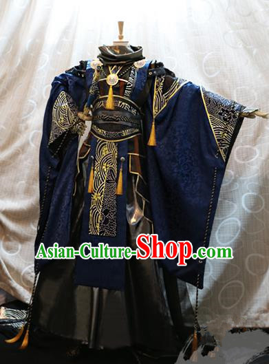 Ancient China Cosplay Han Dynasty Swordsman Costumes Royal Highness Clothing for Men