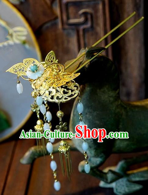 Chinese Handmade Classical Hair Accessories Ancient Tassel Butterfly Hairpins for Women