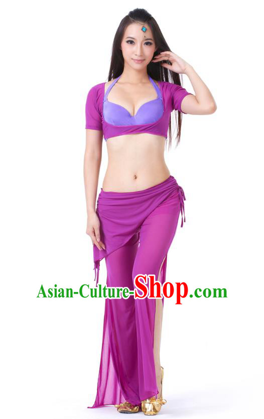 Asian Indian Belly Dance Purple Uniform India Raks Sharki Dress Oriental Dance Clothing for Women