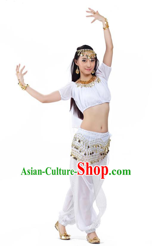 Top Indian Bollywood Belly Dance Costume Oriental Dance White Dress, India Raks Sharki Clothing for Women