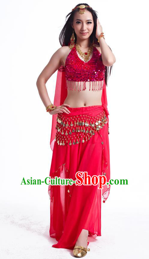 Indian Belly Dance Costume Oriental Dance Rosy Dress, India Raks Sharki Bollywood Dance Clothing for Women