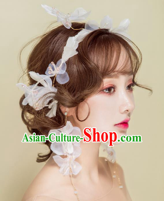 Handmade Classical Wedding Hair Accessories Bride Feather Flowers Hair Clasp Headband for Women