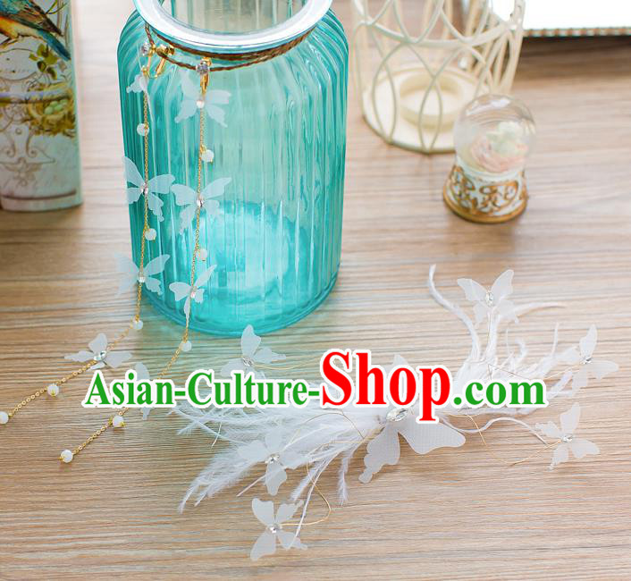 Handmade Classical Wedding Hair Accessories Bride Hair Clasp White Feather Hair Stick for Women