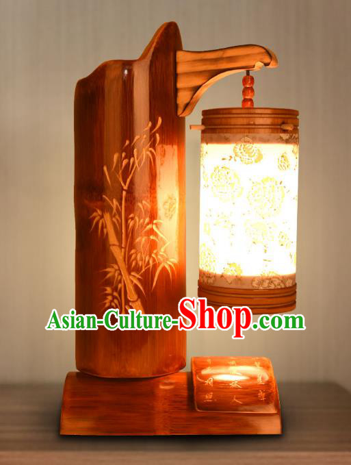 Traditional China Carving Bamboo Lanterns Handmade Lantern Ancient Desk Lamp