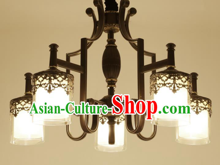 China Handmade Five-Lights Iron Ceiling Lanterns Traditional Chinese Palace Lantern Ancient Lanterns