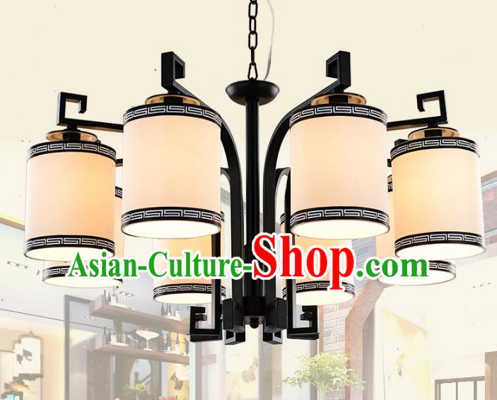 Top Grade Handmade Eight-Lights Iron Lanterns Traditional Chinese Ceiling Palace Lantern Ancient Lanterns